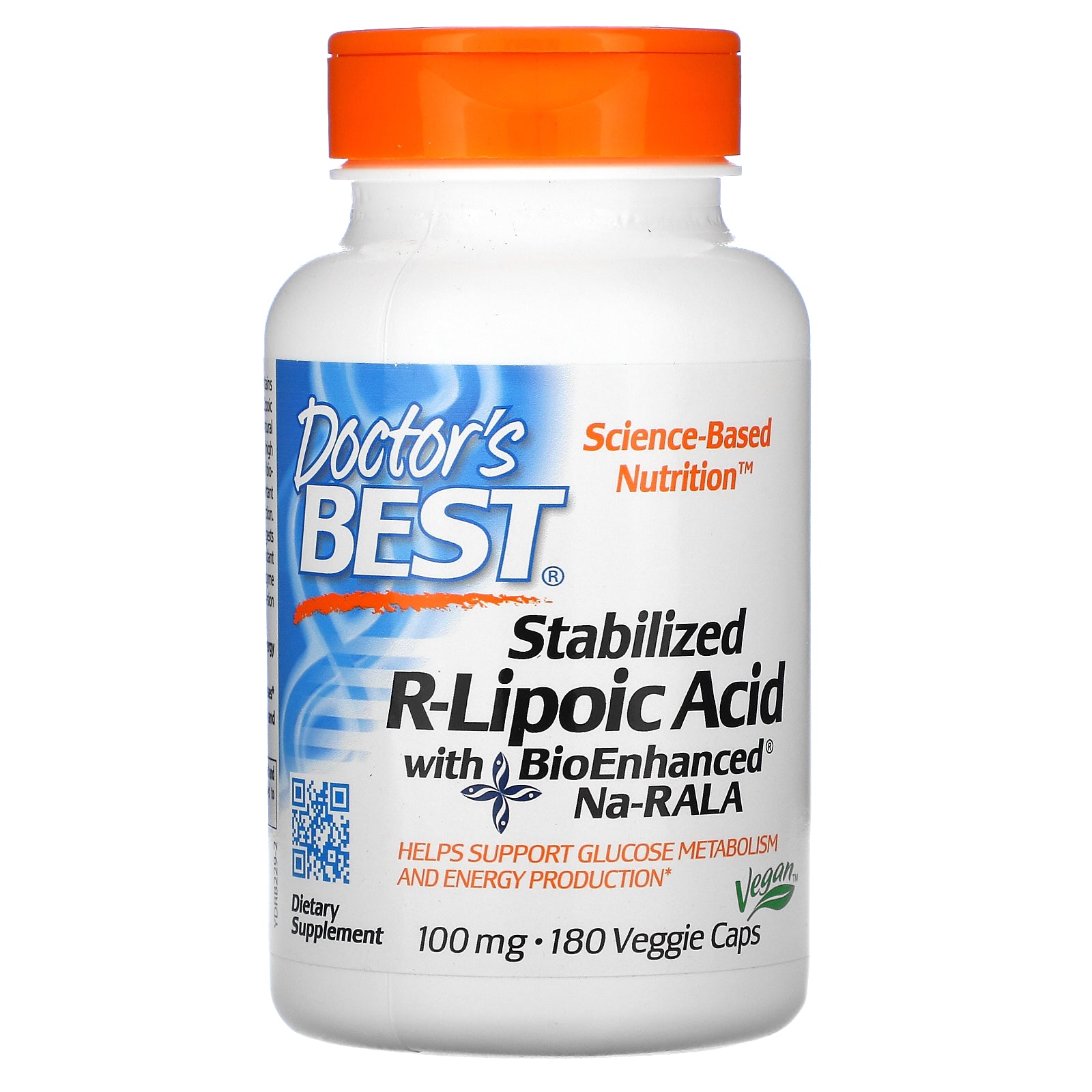 Doctor's Best, Stabilized R-Lipoic Acid with BioEnhanced Na-RALA, 100 mg, 180 Veggie Caps