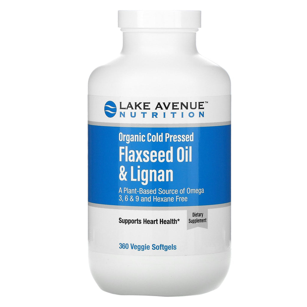 Lake Avenue Nutrition, Organic Cold Pressed Flaxseed Oil & Lignan, Hexane Free, 360 Veggie Softgels