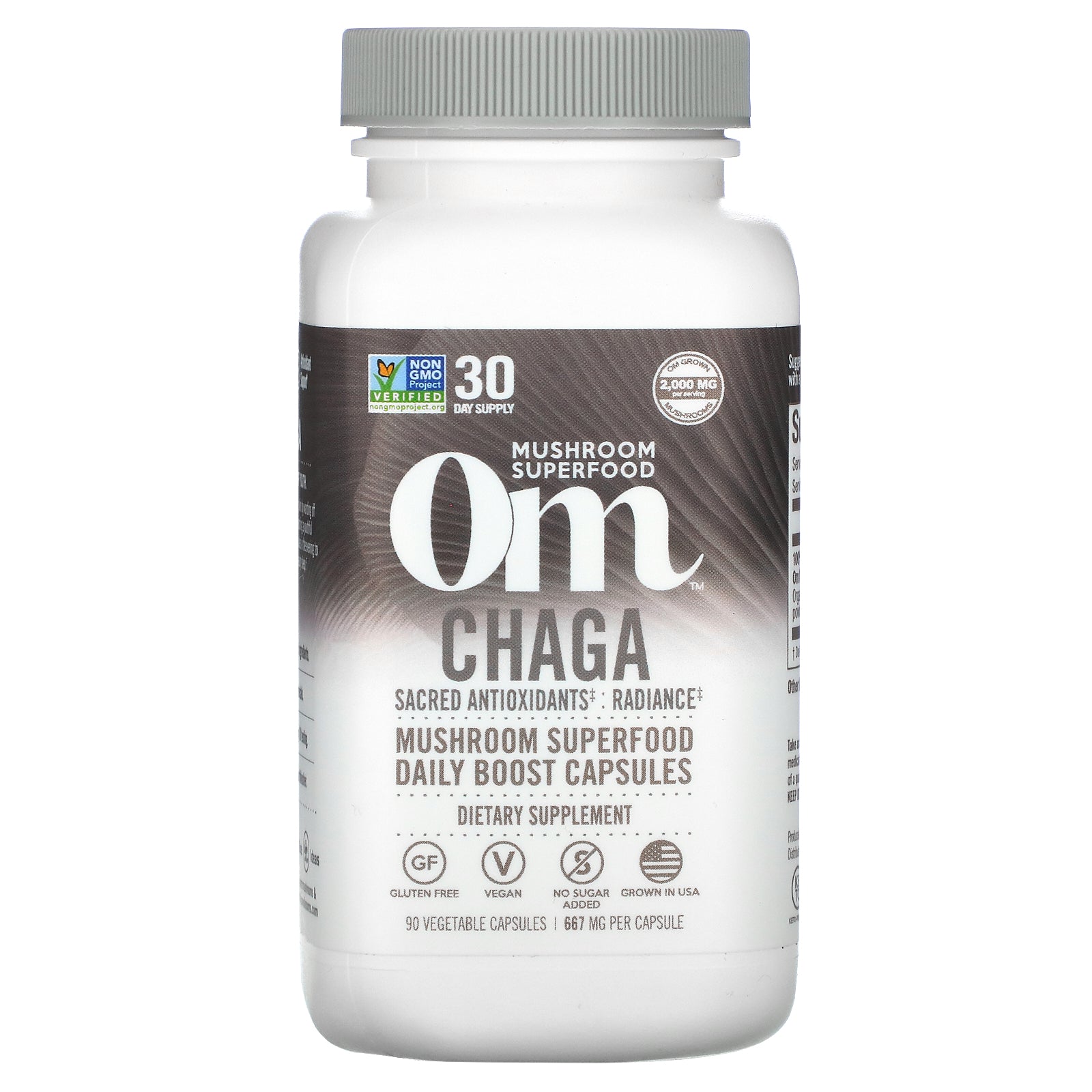 Om Mushrooms, Chaga, 667 mg, 90 Vegetable Capsules