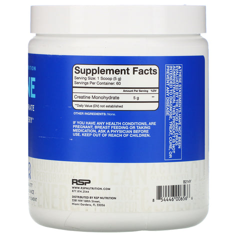 RSP Nutrition, Creatine Monohydrate Powder, 5 g, 10.6 oz (300 g)