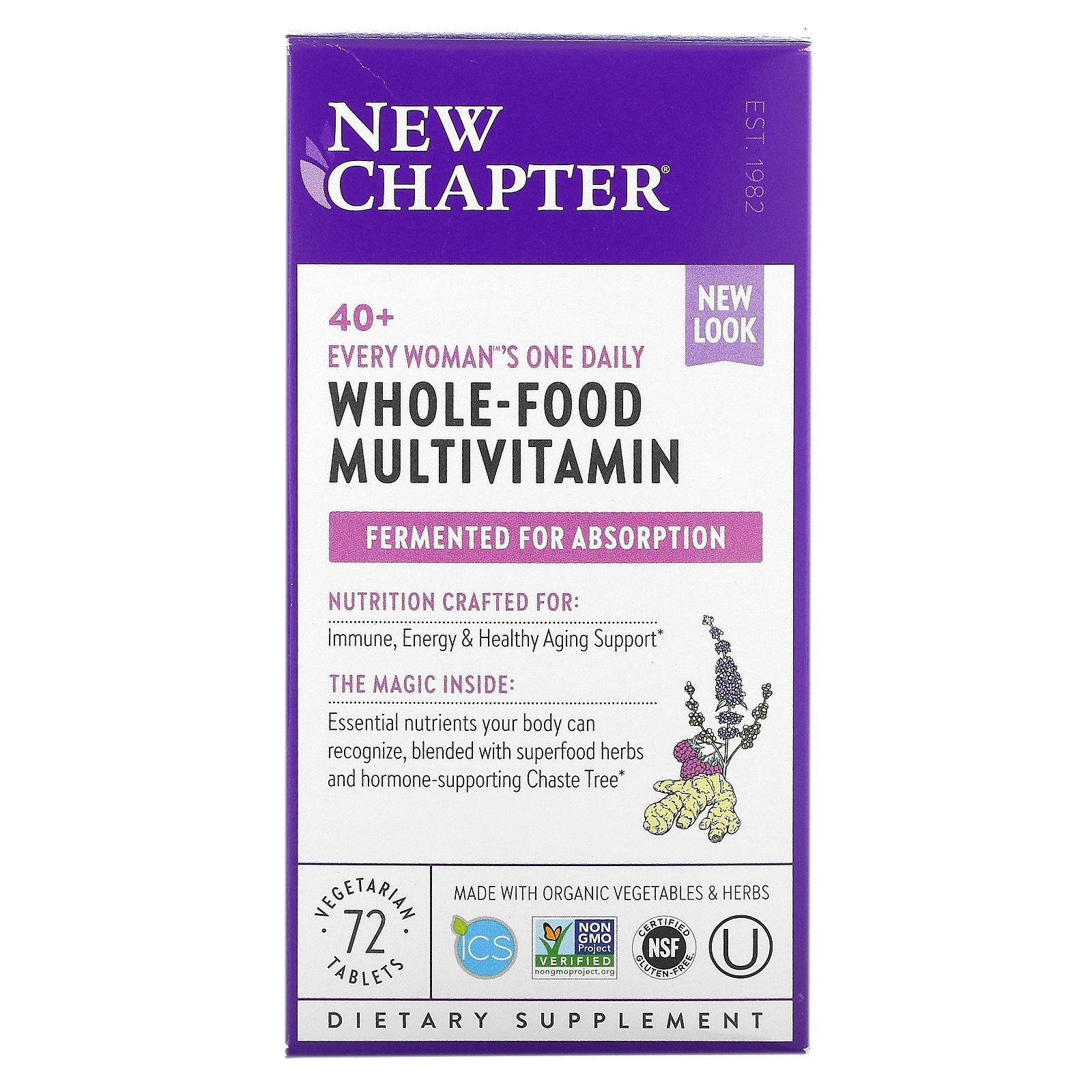 New Chapter, 40+ Every Woman's One Daily, Whole-Food Multivitamin, 72 Vegetarian Tablets