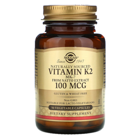 Solgar, Naturally Sourced Vitamin K2, 100 mcg, 50 Vegetable Capsules