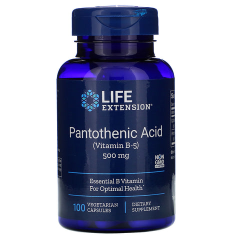 Life Extension, Pantothenic Acid, (Vitamin B-5), 500 mg, 100 Vegetarian Capsules