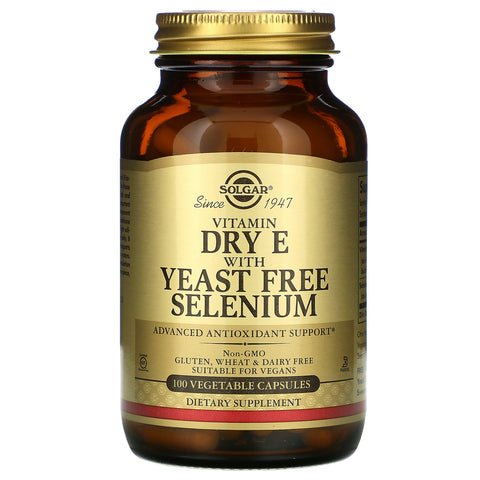 Solgar, Vitamin Dry E with Yeast Free Selenium, 100 Vegetable Capsules