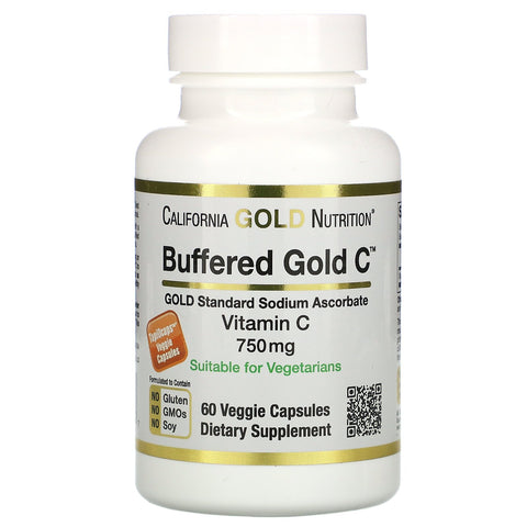 California Gold Nutrition, Buffered Vitamin C Capsules, 750 mg, 60 Veggie Capsules