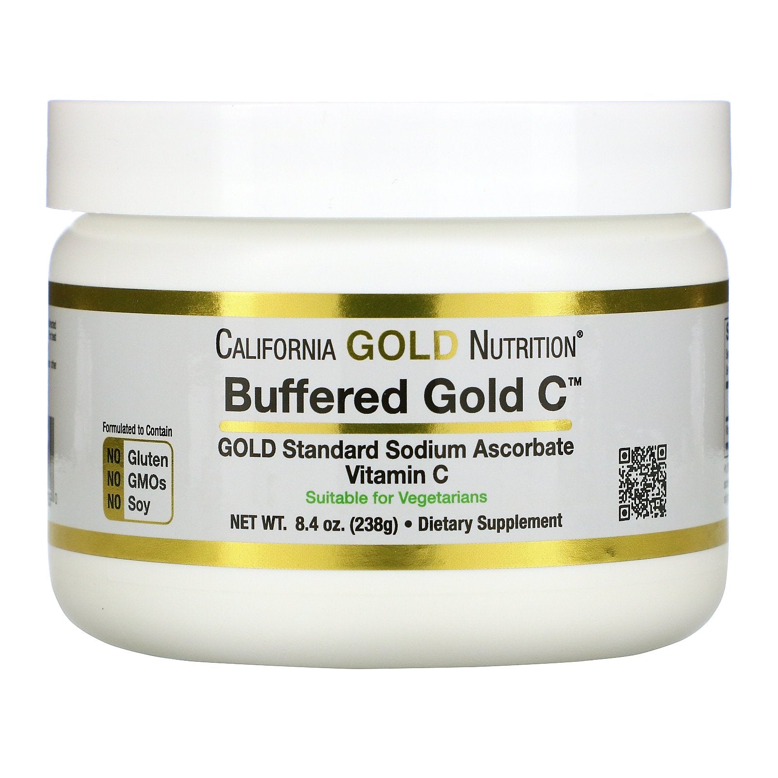 California Gold Nutrition, Buffered Gold C, Non-Acidic Vitamin C Powder, Sodium Ascorbate, 8.40 oz (238 g)