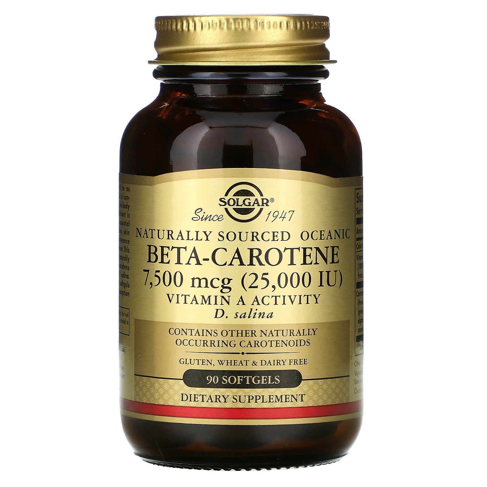 Solgar, Naturally Sourced Oceanic Beta-Carotene, 7,500 mcg (25,000 IU), 90 Softgels