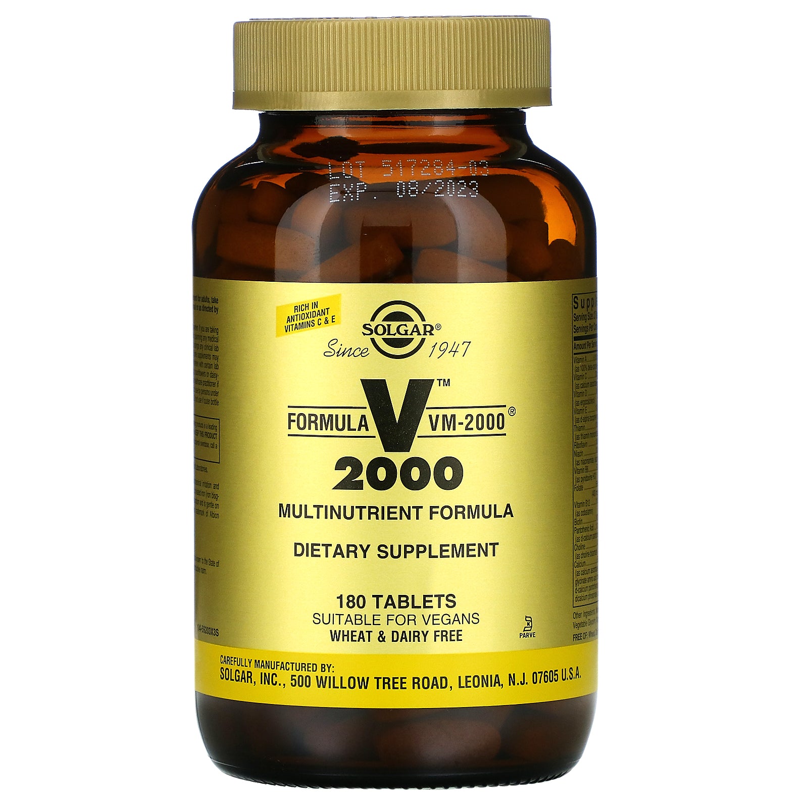 Solgar, Formula VM-2000, Multinutrient Formula, 180 Tablets