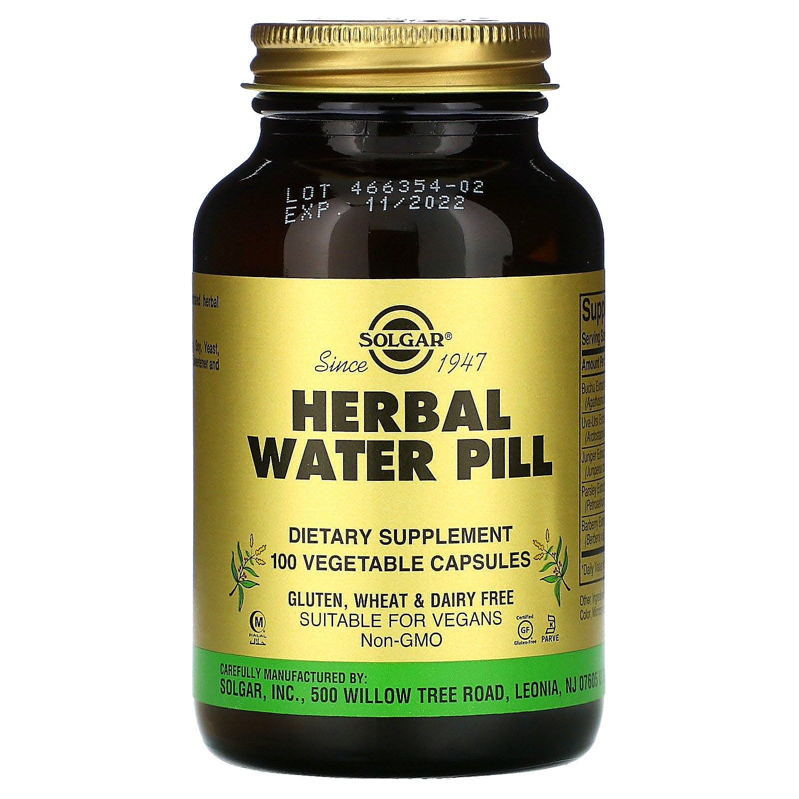 Solgar, Herbal Water Pill, 100 Vegetable Capsules