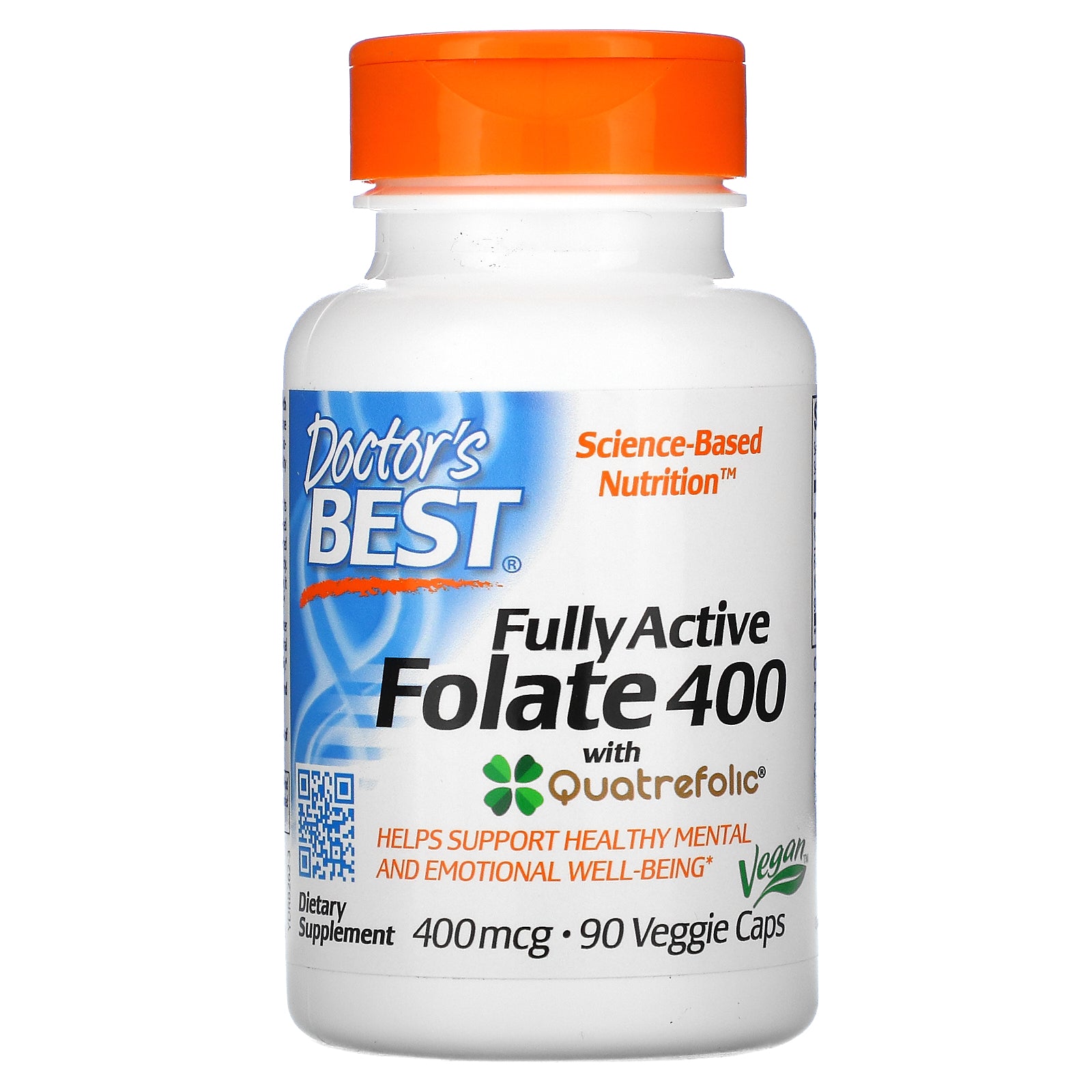 Doctor's Best, Fully Active Folate 400 with Quatrefolic, 400 mcg, 90 Veggie Caps