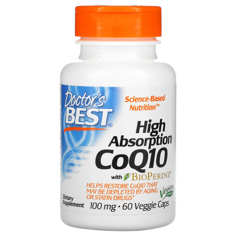Doctor's Best, High Absorption CoQ10 with BioPerine, 100 mg, 60 Veggie Caps