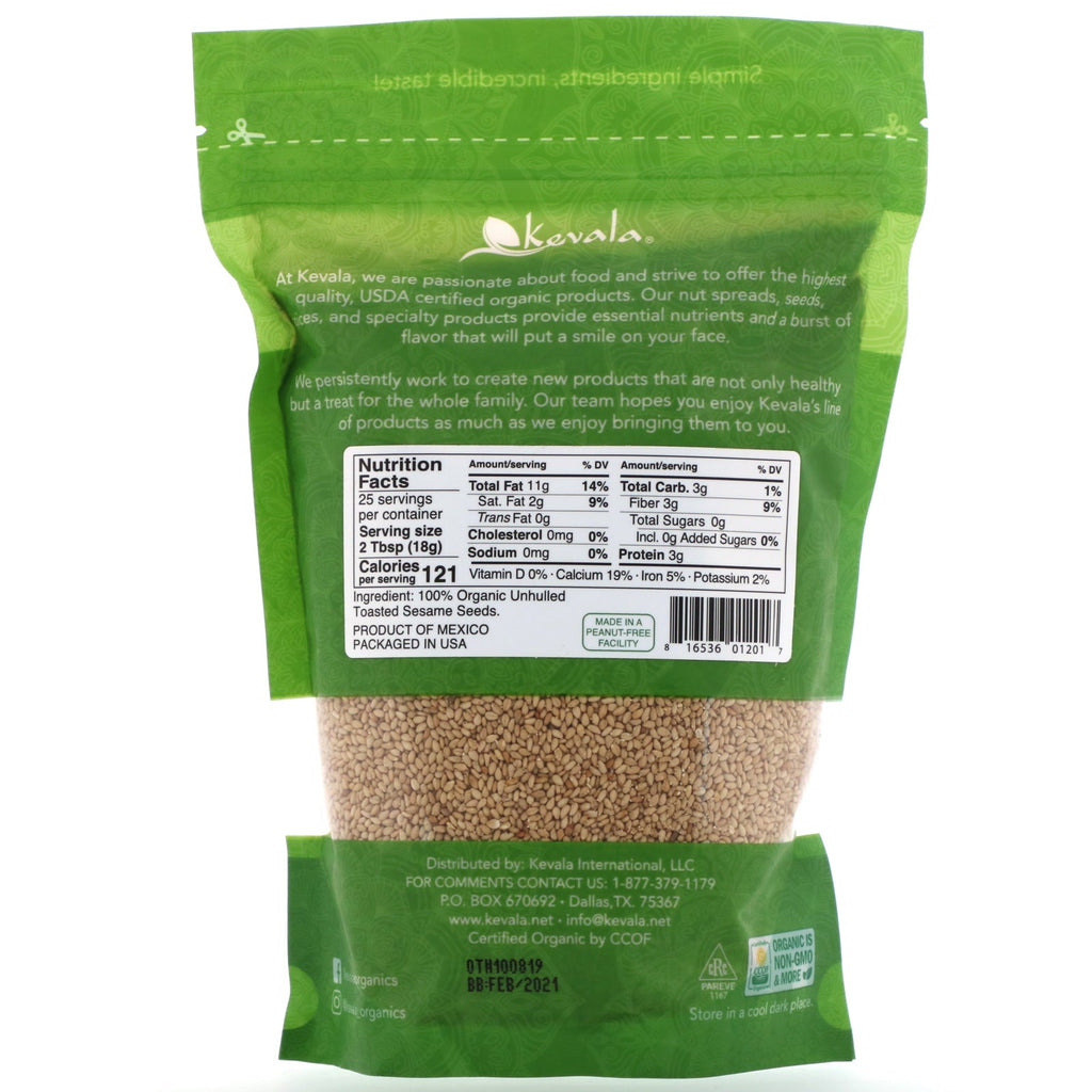 Kevala,  Toasted Sesame Seeds, Unhulled, 16 oz (454 g)