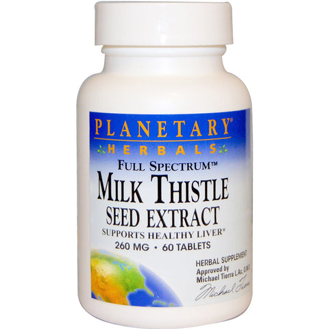 Planetary Herbals, Milk Thistle Seed Extract, Full Spectrum, 260 mg, 60 Tablets