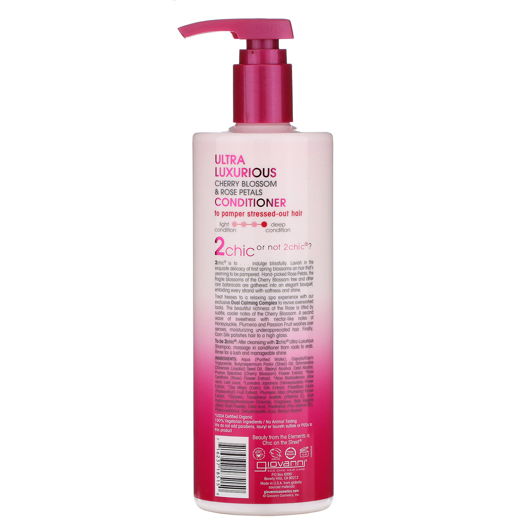 Giovanni, 2chic, Ultra-Luxurious Conditioner, to Pamper Stressed Out Hair, Cherry Blossom & Rose Petals, 24 fl oz (710 ml)