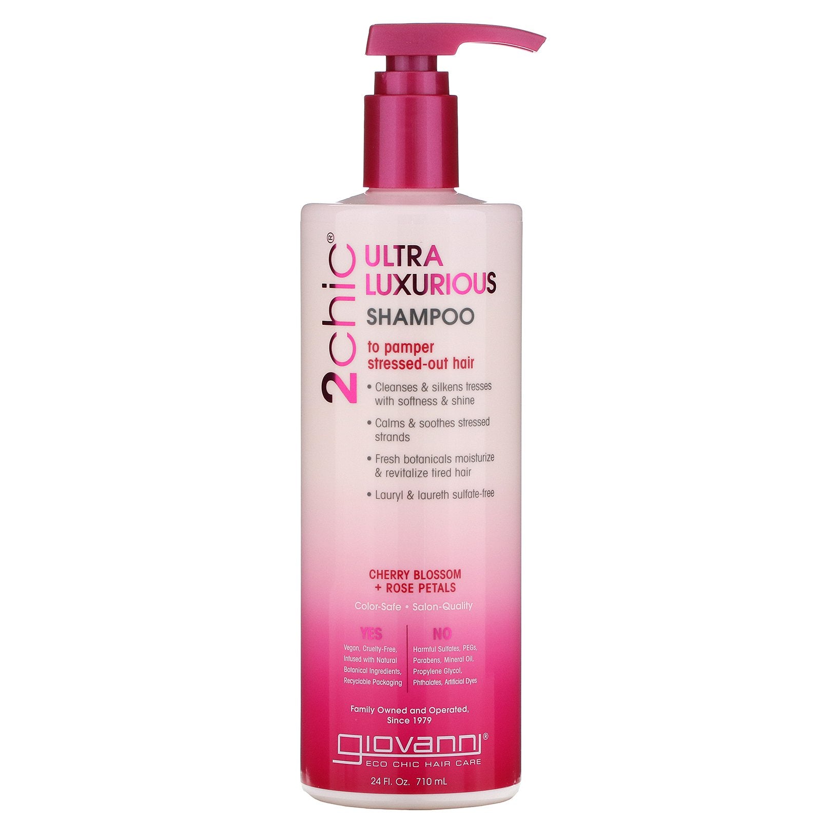 Giovanni, 2chic, Ultra-Luxurious Shampoo, to Pamper Stressed Out Hair, Cherry Blossom & Rose Petals, 24 fl oz (710 ml)