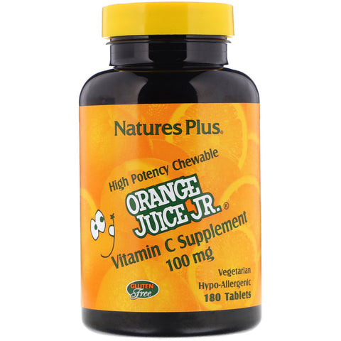 Nature's Plus, Orange Juice Jr., Vitamin C Supplement, 100 mg, 180 Tablets