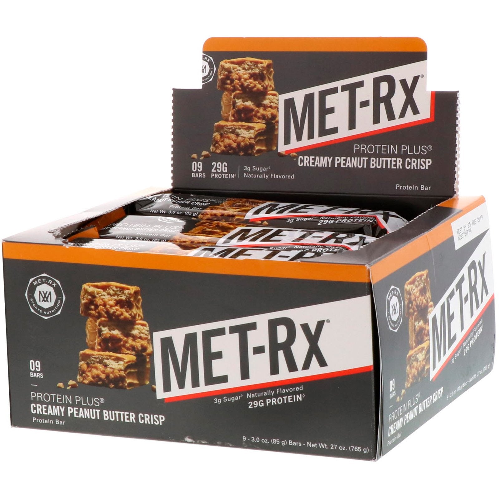 MET-Rx, PROTEIN PLUS Bar, Creamy Peanut Butter Crisp, 9 Bars, 3.0 oz (85 g ) Each