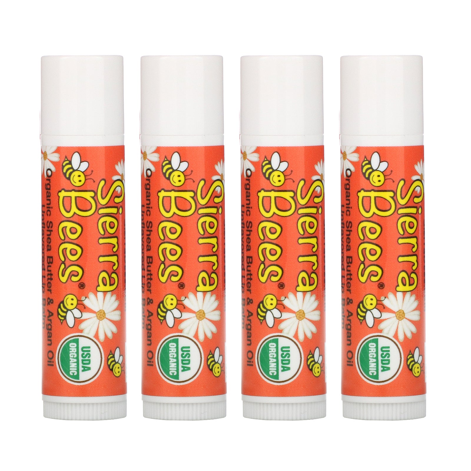 Sierra Bees, Organic Lip Balms, Shea Butter & Argan Oil, 4 Pack, .15 oz (4.25 g) Each