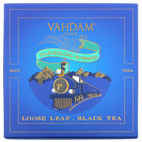 Vahdam Teas, Loose Leaf Black Tea, Darjeeling Summer Gift Set,  1 Tin Caddy