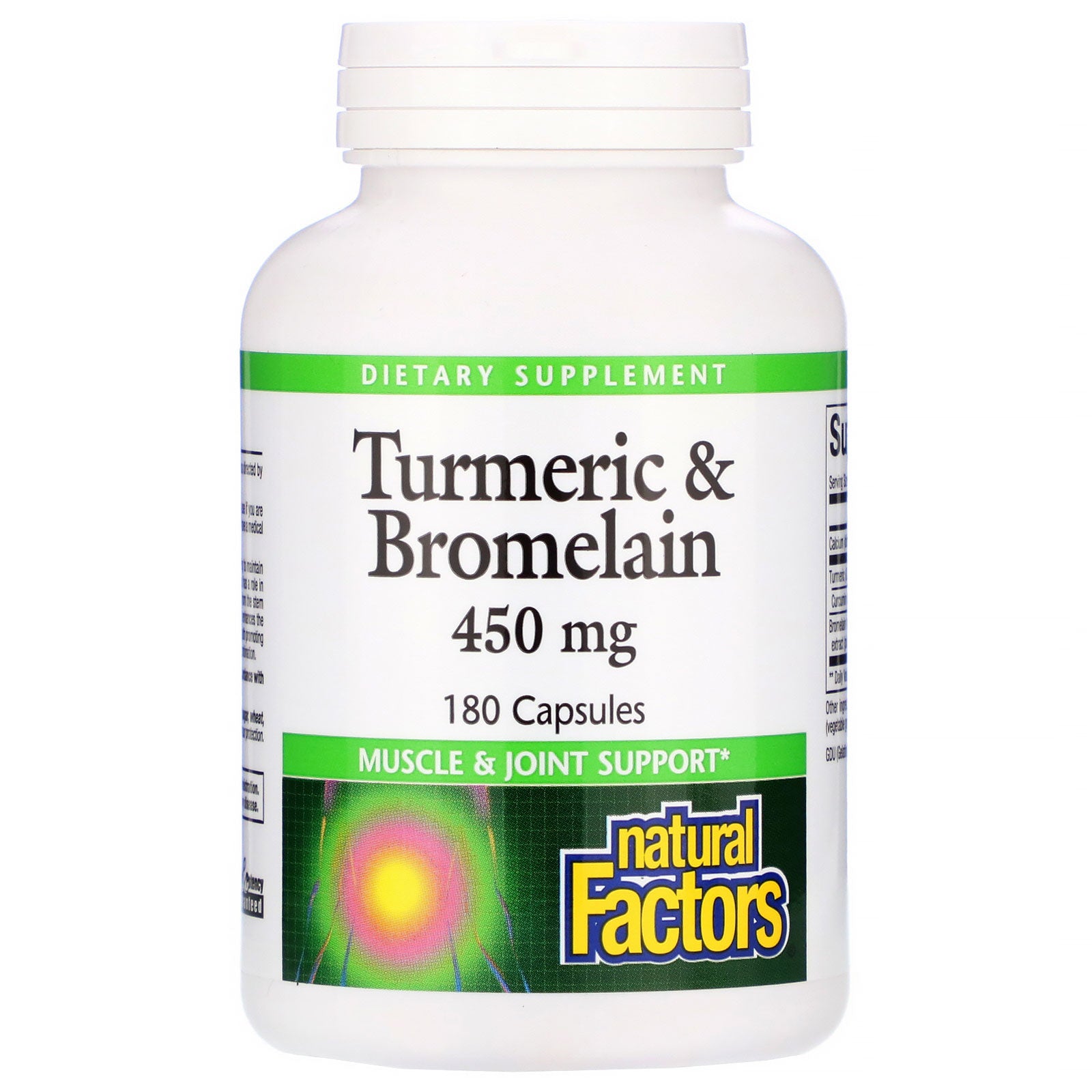 Natural Factors, Turmeric & Bromelain, 450 mg, 180 Capsules