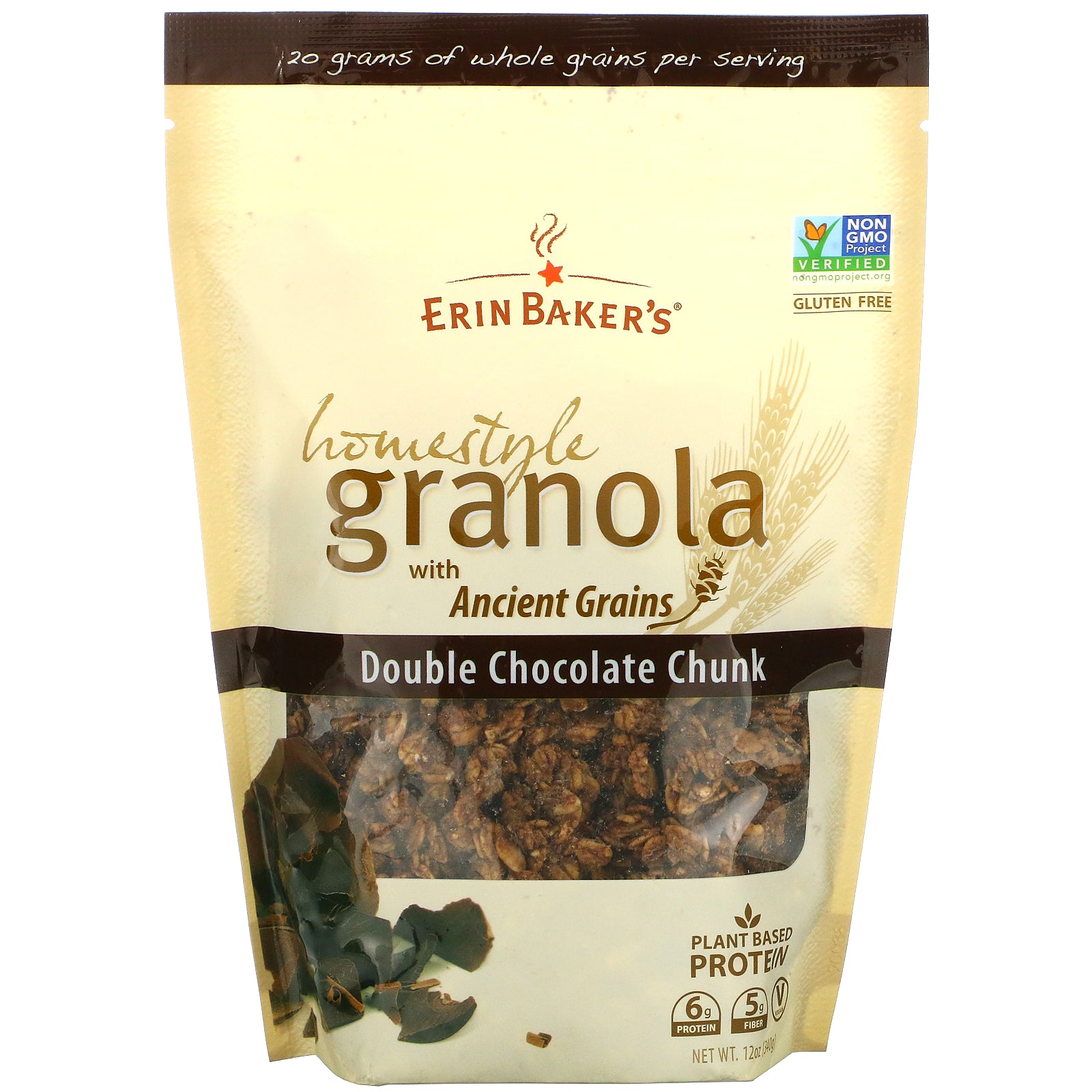 Erin Baker's, Homestyle Granola with Ancient Grains, Double Chocolate Chunk, 12 oz (340 g)