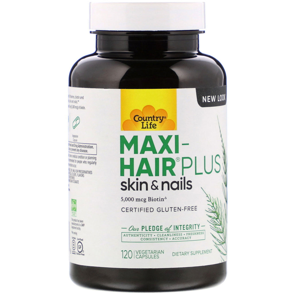 Country Life, Maxi-Hair Plus, 5,000 mcg, 120 Vegetarian Capsules