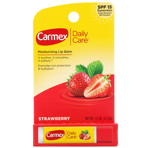 Carmex, Daily Care, Moisturizing Lip Balm, Strawberry, SPF 15, .15 oz (4.25 g)