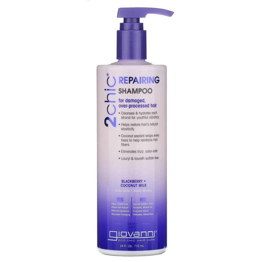 Giovanni, 2chic, Repairing Shampoo, for Damaged, Over Processed Hair, Blackberry & Coconut Milk, 24 fl oz (710 ml)