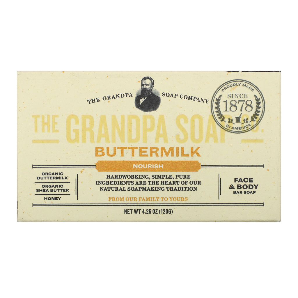 Grandpa's, Face & Body Bar Soap, Nourish, Buttermilk, 4.25 oz (120 g)