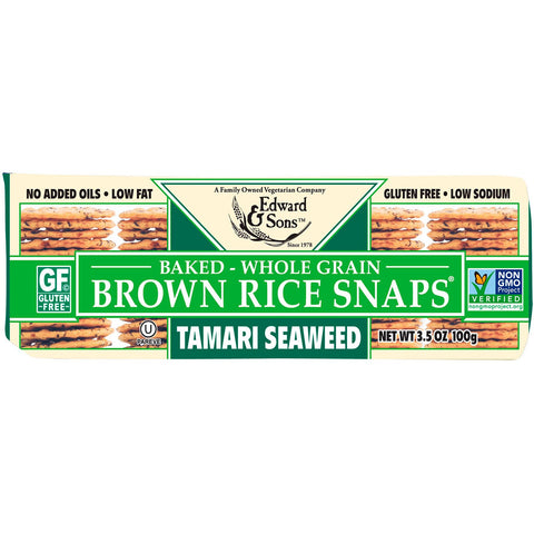 Edward & Sons, Baked Whole Grain Brown Rice Snaps, Tamari Seaweed, 3.5 oz (100 g)