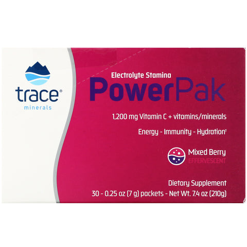 Trace Minerals Research, Electrolyte Stamina PowerPak, Mixed Berry, 30 Packets, 0.25 oz (7 g) Each