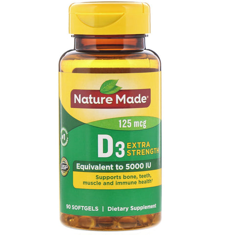 Nature Made, D3, Extra Strength, 125 mcg, 90 Softgels