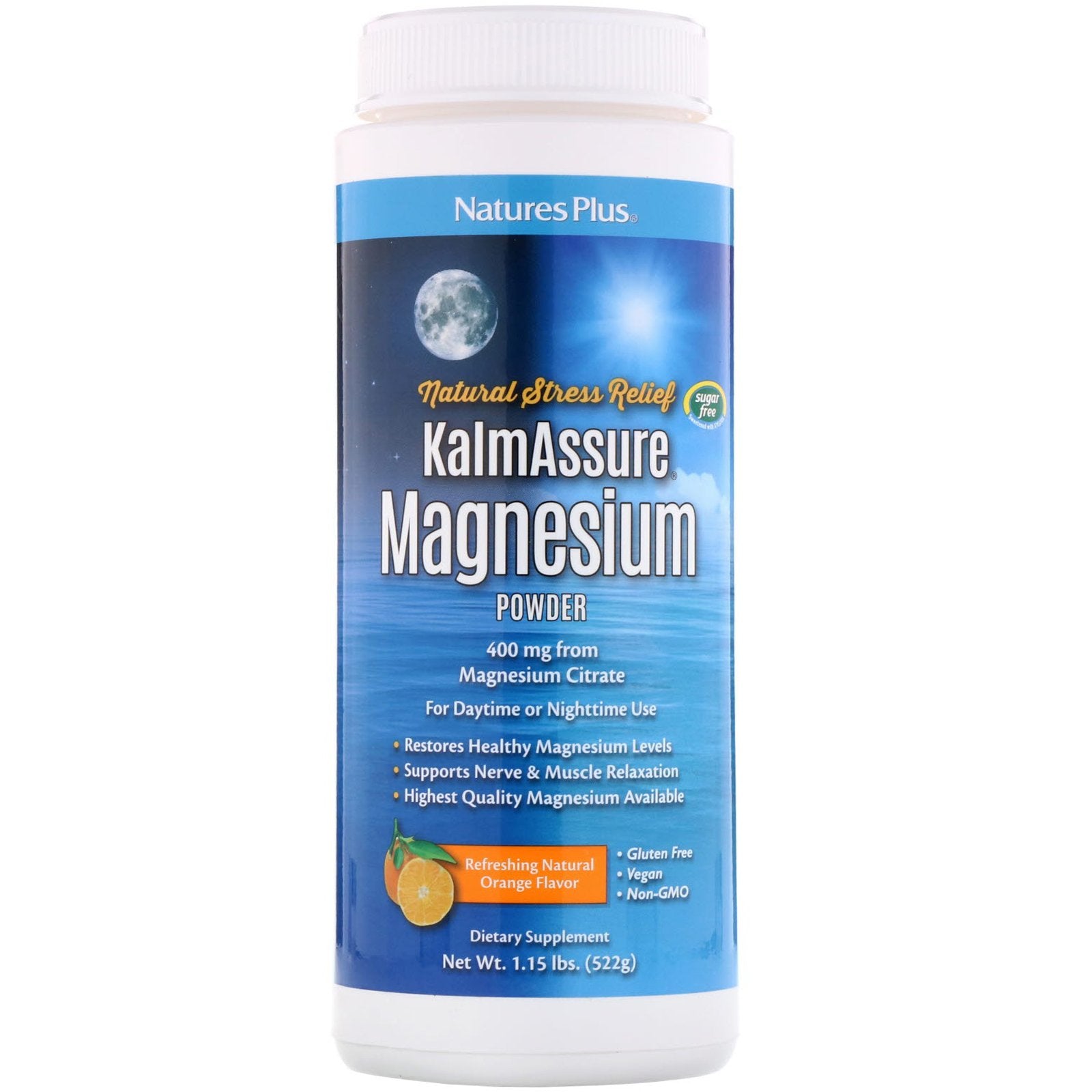 Nature's Plus, Kalmassure, Magnesium Powder, Orange Flavor, 400 mg, 1.15 lbs (522 g)