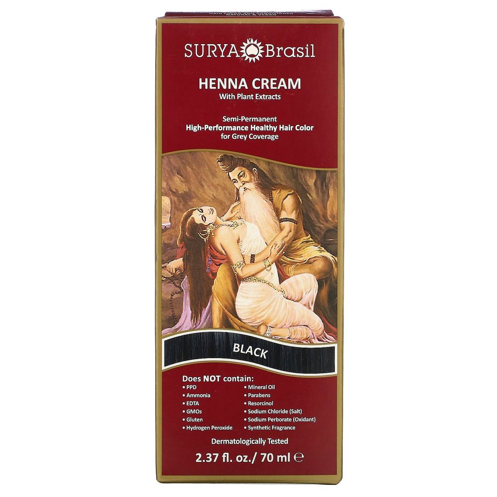 Surya Brasil, Henna Cream, Hair Color and Conditioner, Black, 2.37 fl oz (70 ml)