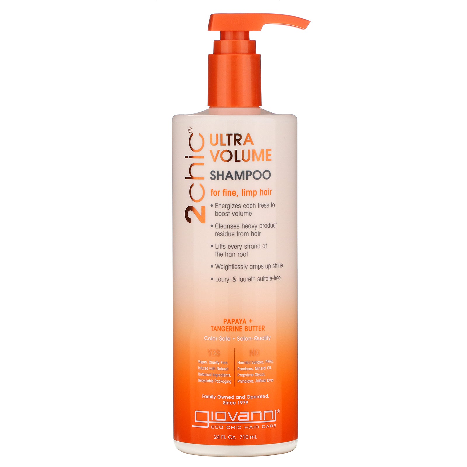 Giovanni, 2chic, Ultra-Volume Shampoo, for Fine Limp Hair, Tangerine & Papaya Butter, 24 fl oz (710 ml)