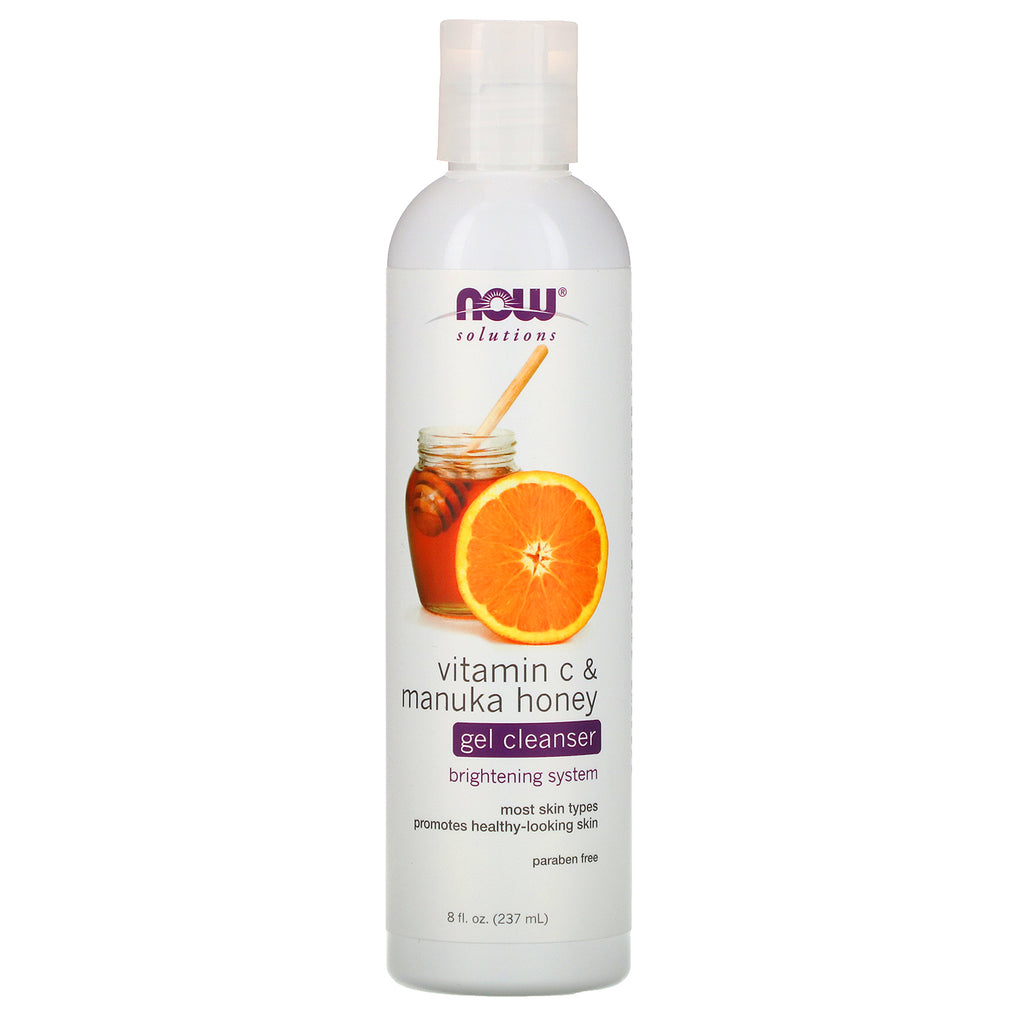 Now Foods, Solutions, Gel Cleanser, Vitamin C & Manuka Honey, 8 fl oz (237 ml)