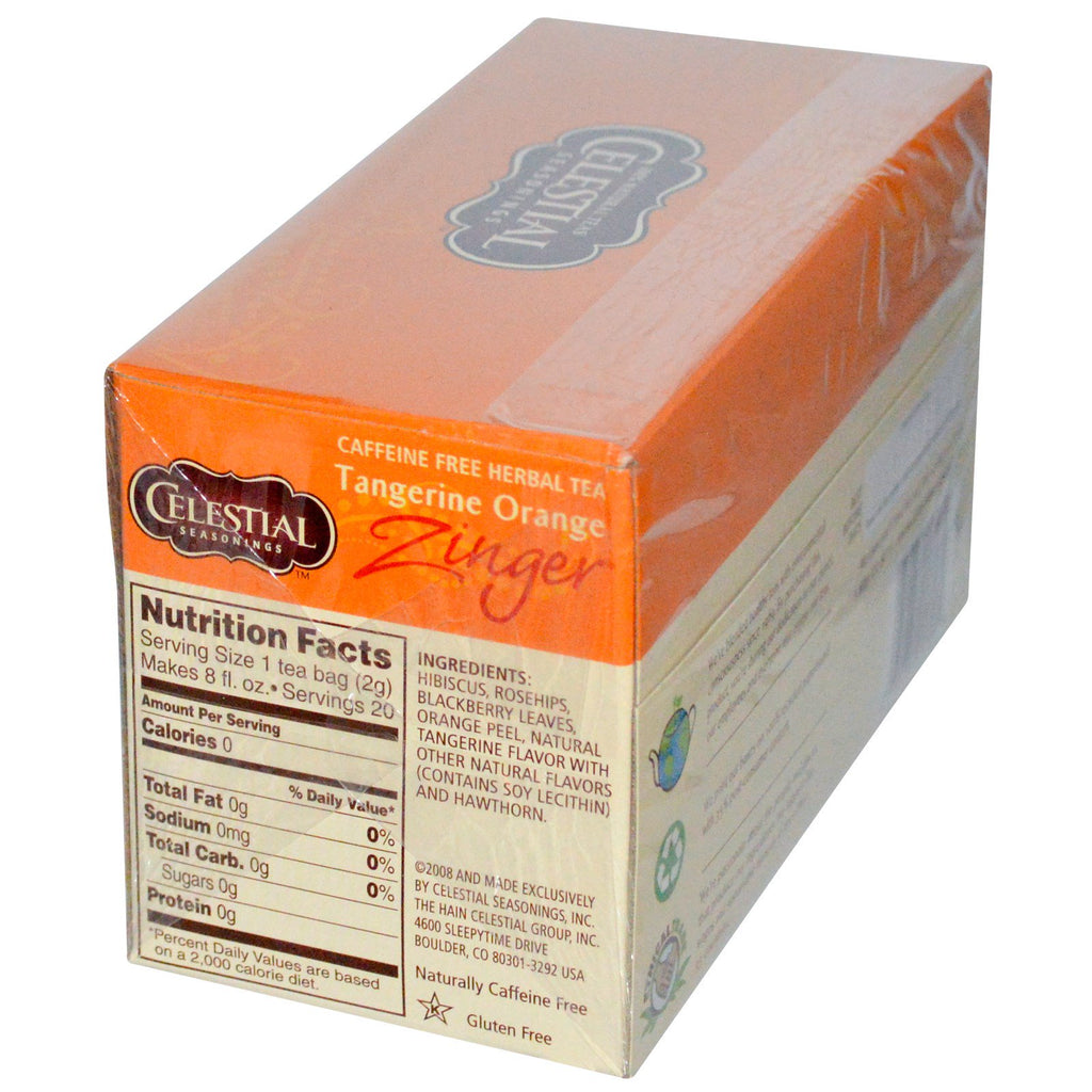Celestial Seasonings, Herbal Tea, Caffeine Free, Tangerine Orange Zinger, 20 Tea Bags, 1.7 oz (47 g)