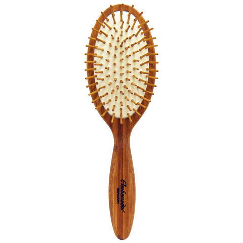 Fuchs Brushes, Ambassador Hairbrushes, Bamboo, Large Oval/Wood Pins, 1 Brush