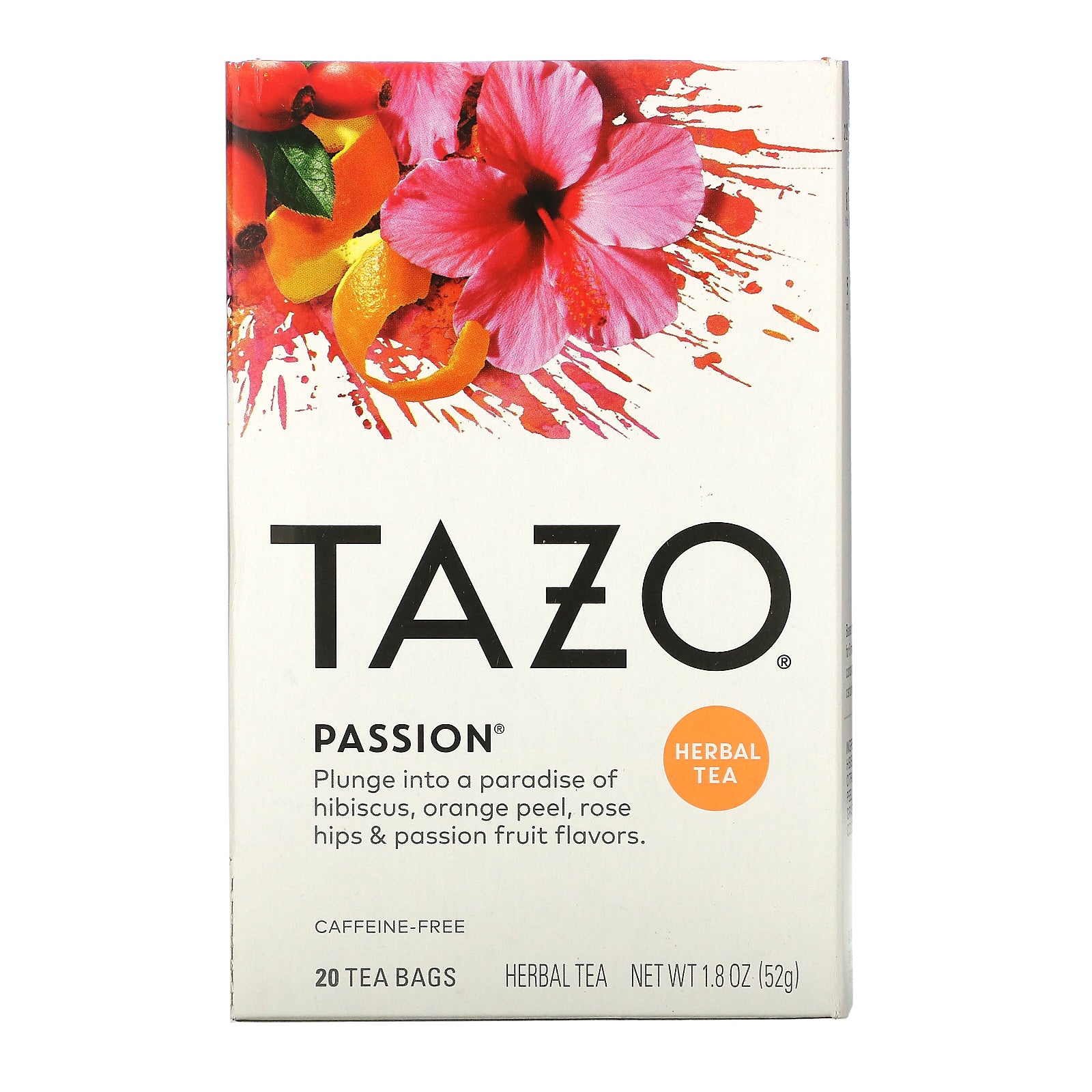 Tazo Teas, Herbal Tea, Passion, Caffeine-Free, 20 Tea Bags, 1.8 oz (52 g)