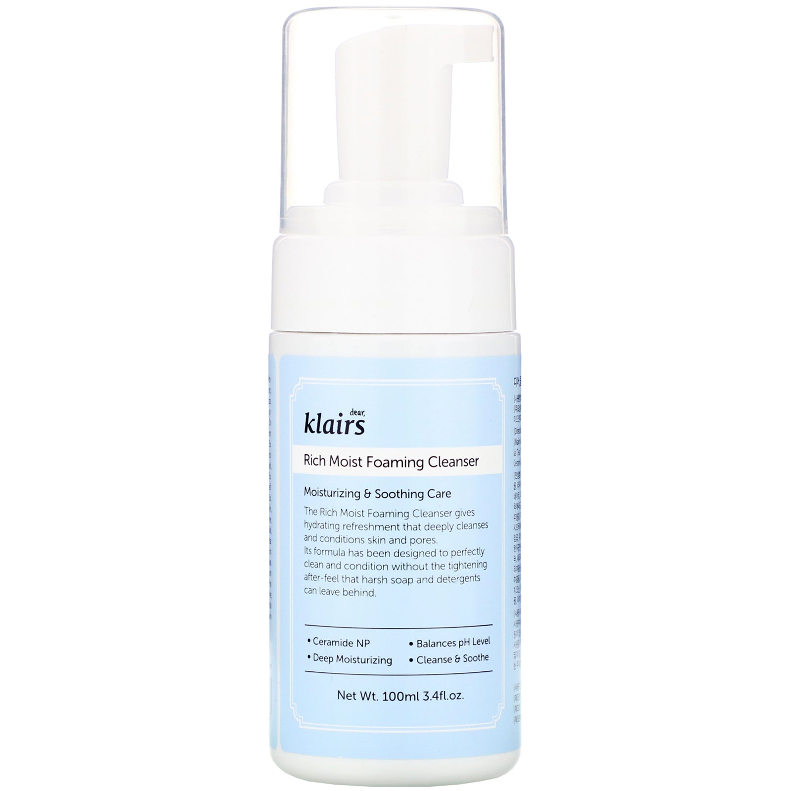 Dear, Klairs, Rich Moist Foaming Cleanser, 3.4 fl oz (100 ml)