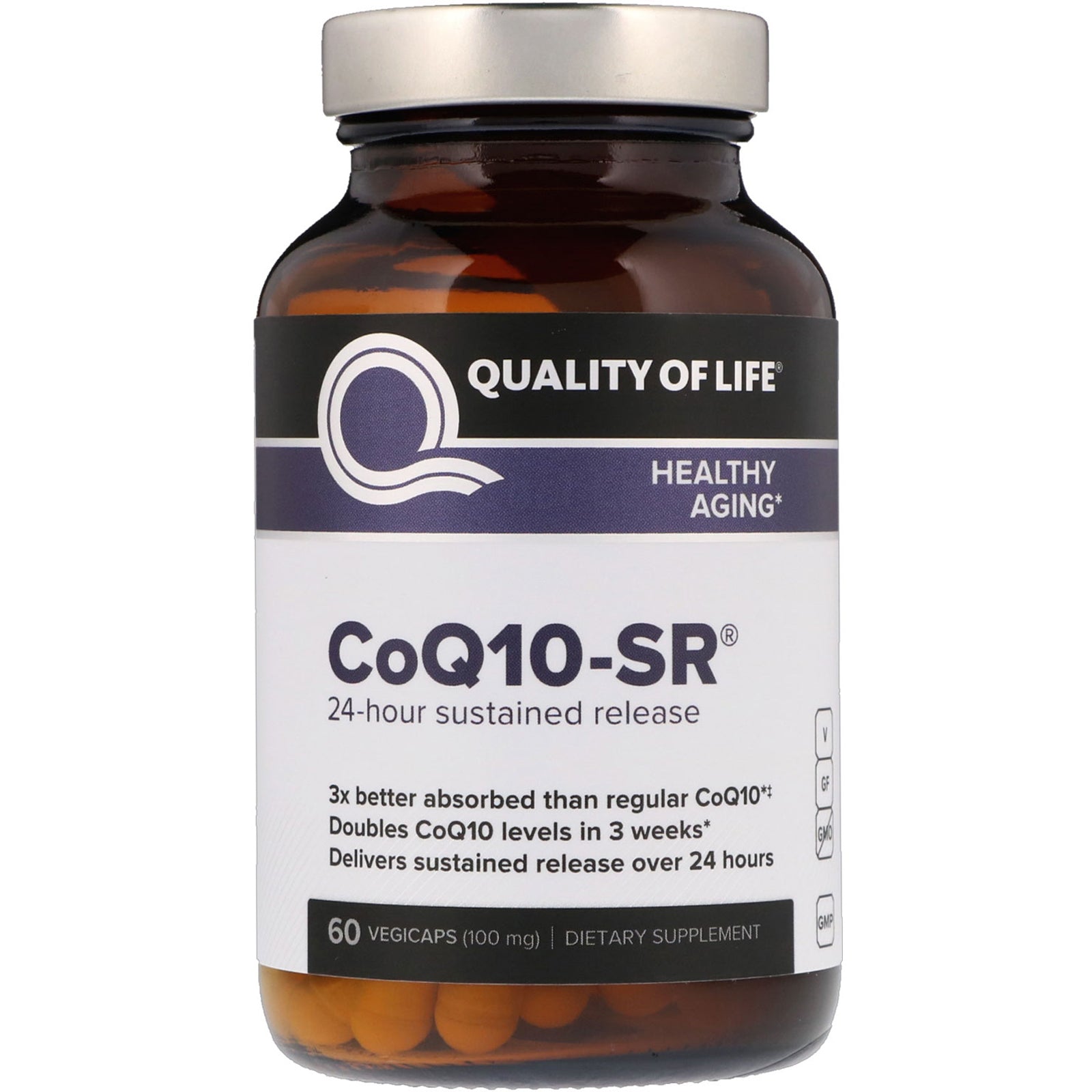 Quality of Life Labs, CoQ10-SR, 100 mg, 60 Vegicaps