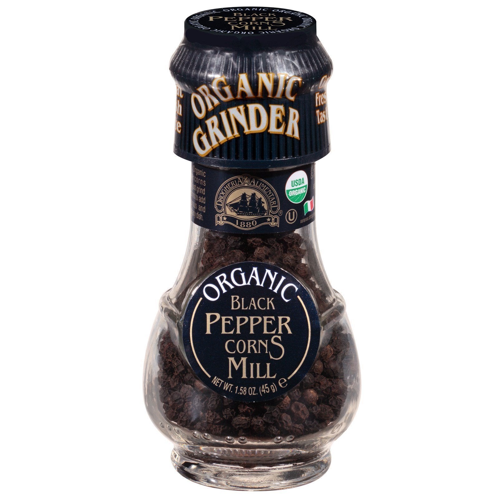 Drogheria & Alimentari, Organic Black Pepper Corns Mill, 1.58 oz (45 g)