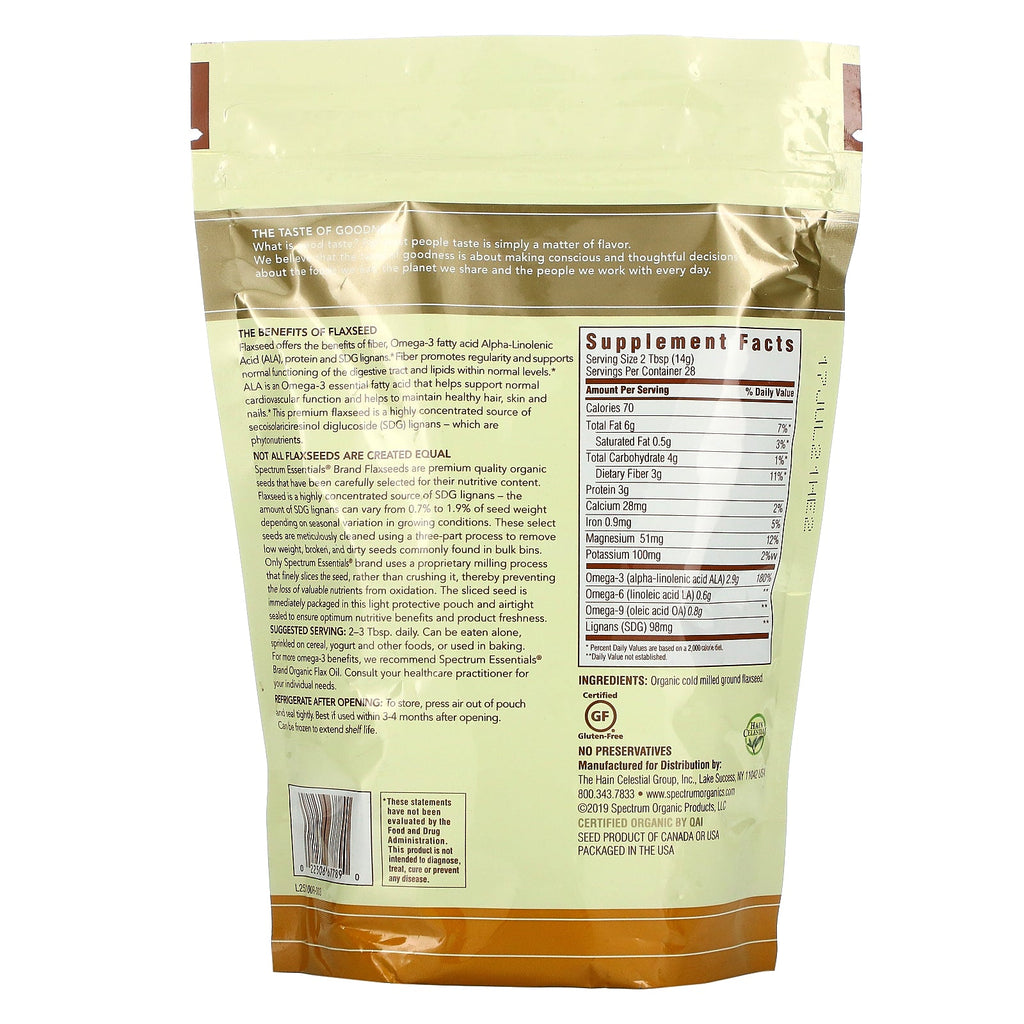 Spectrum Essentials,  Ground Premium Flaxseed, 14 oz (396 g)