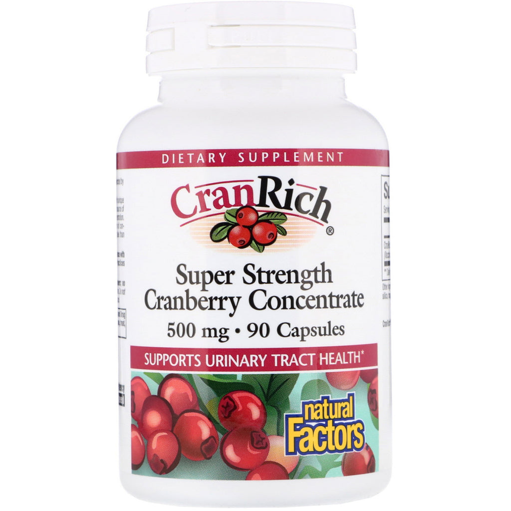 Natural Factors, CranRich, Super Strength, Cranberry Concentrate, 500 mg, 90 Capsules