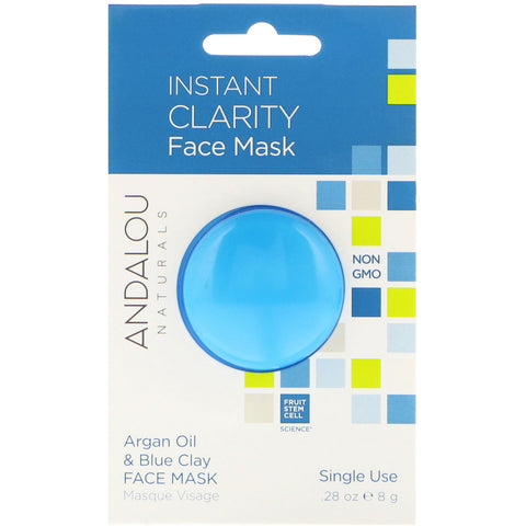 Andalou Naturals, Instant Clarity, Argan Oil & Blue Clay Beauty Face Mask, .28 oz (8 g)