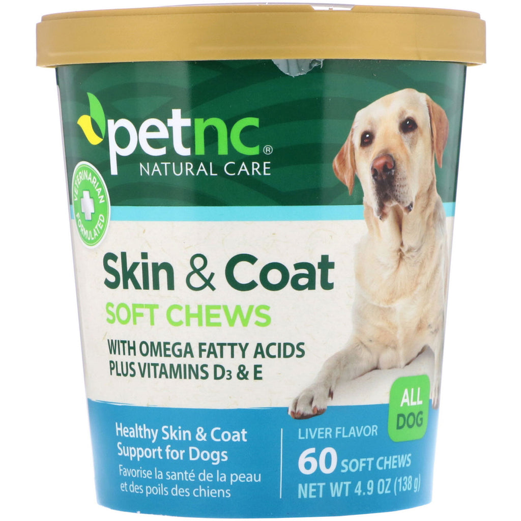 petnc NATURAL CARE, Skin & Coat, Liver Flavor, All Dog, 60 Soft Chews