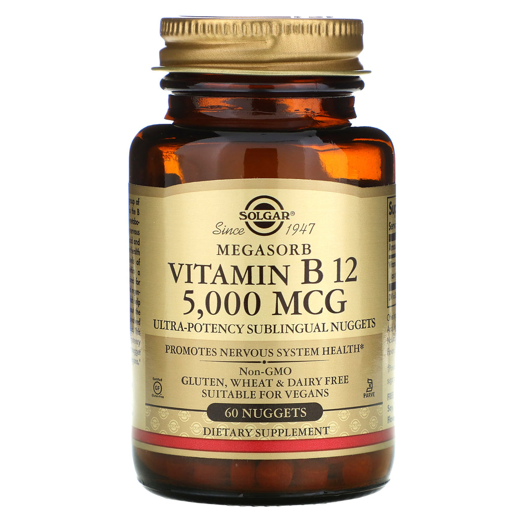 Solgar, Sublingual Vitamin B12, 5,000 mcg, 60 Nuggets