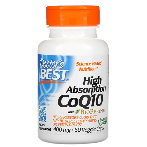 Doctor's Best, High Absorption CoQ10 with BioPerine, 400 mg, 60 Veggie Caps