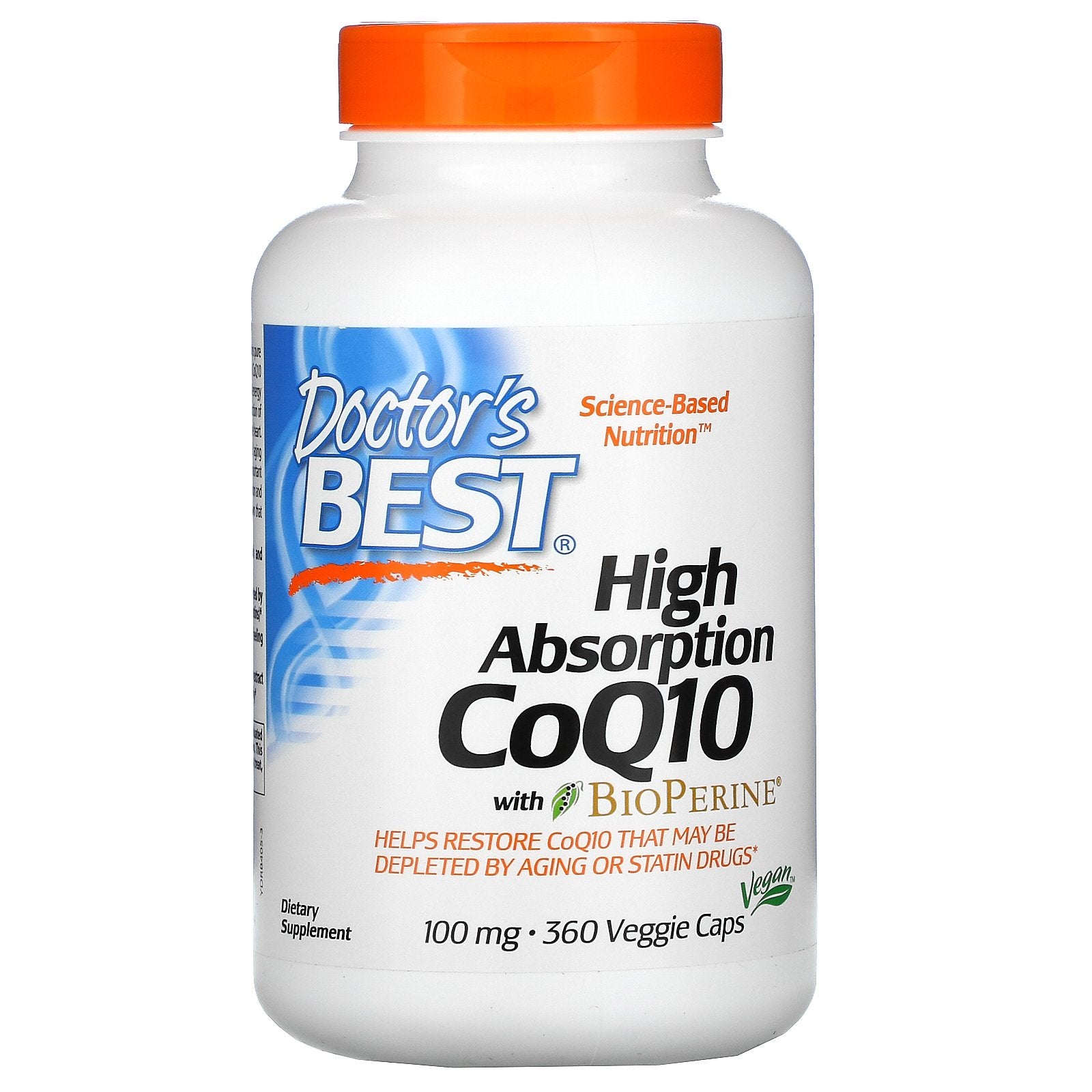 Doctor's Best, High Absorption CoQ10 with BioPerine, 100 mg, 360 Veggie Caps