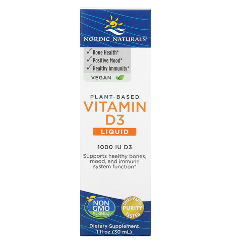 Nordic Naturals, Plant-Based Vitamin D3 Liquid, 1,000 IU, 1 fl oz (30 ml)